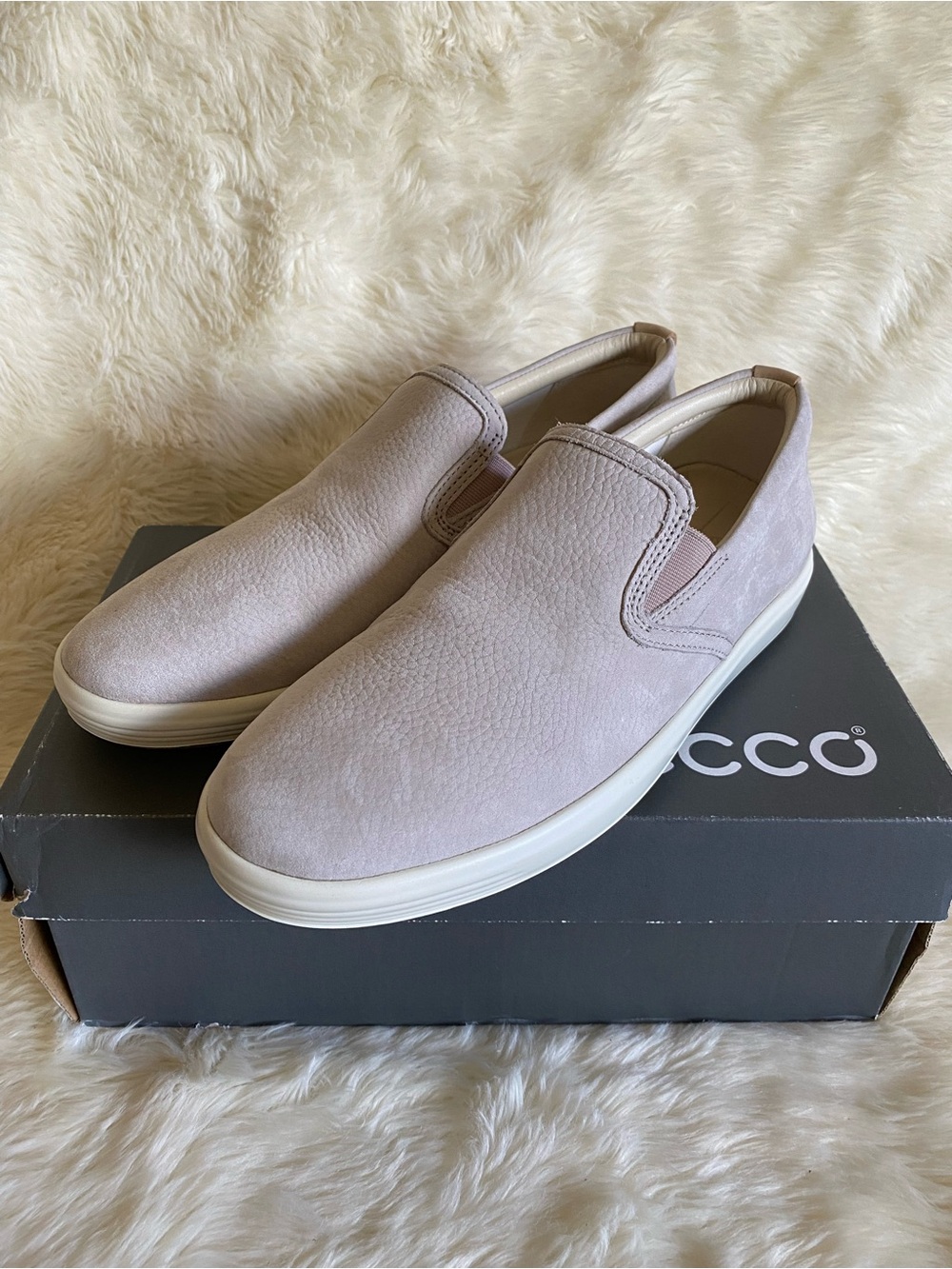 NIB! Ecco Soft 7 470493 Women Shoes Slip On Size 9-9.5/EU40 In Grey Rose Leather